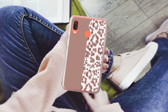 Coque Samsung Galaxy A20e - Animal Print - Rose - Animaux - Coque de téléphone en Siliconen