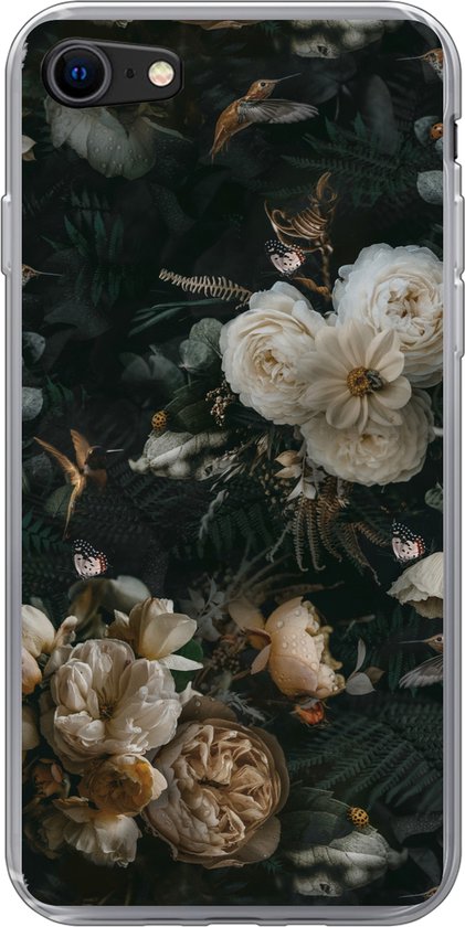 Coque iPhone SE 2020 - Fleurs - Motifs - Vogel - Coque de téléphone en Siliconen