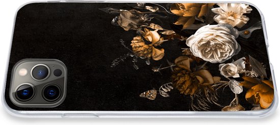 Coque iPhone 12 Pro - Bloem - Or - Motifs - Coque de téléphone en Siliconen
