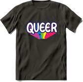Queer | Pride T-Shirt | Grappig LHBTIQ+ / LGBTQ / Gay / Homo / Lesbi Cadeau Shirt | Dames - Heren - Unisex | Tshirt Kleding Kado | - Donker Grijs - L