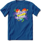 Love Is Love | Pride T-Shirt | Grappig LHBTIQ+ / LGBTQ / Gay / Homo / Lesbi Cadeau Shirt | Dames - Heren - Unisex | Tshirt Kleding Kado | - Donker Blauw - XXL