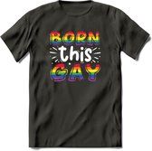 Born This Gay | Pride T-Shirt | Grappig LHBTIQ+ / LGBTQ / Gay / Homo / Lesbi Cadeau Shirt | Dames - Heren - Unisex | Tshirt Kleding Kado | - Donker Grijs - XL