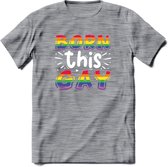 Born This Gay | Pride T-Shirt | Grappig LHBTIQ+ / LGBTQ / Gay / Homo / Lesbi Cadeau Shirt | Dames - Heren - Unisex | Tshirt Kleding Kado | - Donker Grijs - Gemaleerd - 3XL