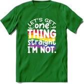 Lets Get Things Straight | Pride T-Shirt | Grappig LHBTIQ+ / LGBTQ / Gay / Homo / Lesbi Cadeau Shirt | Dames - Heren - Unisex | Tshirt Kleding Kado | - Donker Groen - 3XL