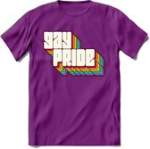 Gay Pride T-Shirt | Grappig LHBTIQ+ / LGBTQ / Gay / Homo / Lesbi Cadeau Shirt | Dames - Heren - Unisex | Tshirt Kleding Kado | - Paars - S