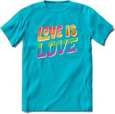 Love Is Love | Pride T-Shirt | Grappig LHBTIQ+ / LGBTQ / Gay / Homo / Lesbi Cadeau Shirt | Dames - Heren - Unisex | Tshirt Kleding Kado | - Blauw - M