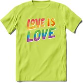 Love Is Love | Pride T-Shirt | Grappig LHBTIQ+ / LGBTQ / Gay / Homo / Lesbi Cadeau Shirt | Dames - Heren - Unisex | Tshirt Kleding Kado | - Groen - L