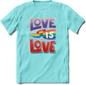 Love Is Love | Pride T-Shirt | Grappig LHBTIQ+ / LGBTQ / Gay / Homo / Lesbi Cadeau Shirt | Dames - Heren - Unisex | Tshirt Kleding Kado | - Licht Blauw - S