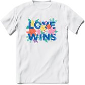 Love Wins | Pride T-Shirt | Grappig LHBTIQ+ / LGBTQ / Gay / Homo / Lesbi Cadeau Shirt | Dames - Heren - Unisex | Tshirt Kleding Kado | - Wit - XL
