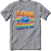 Love Is Love | Pride T-Shirt | Grappig LHBTIQ+ / LGBTQ / Gay / Homo / Lesbi Cadeau Shirt | Dames - Heren - Unisex | Tshirt Kleding Kado | - Donker Grijs - Gemaleerd - 3XL