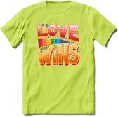 Love Wins | Pride T-Shirt | Grappig LHBTIQ+ / LGBTQ / Gay / Homo / Lesbi Cadeau Shirt | Dames - Heren - Unisex | Tshirt Kleding Kado | - Groen - 3XL