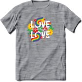 Love Is Love | Pride T-Shirt | Grappig LHBTIQ+ / LGBTQ / Gay / Homo / Lesbi Cadeau Shirt | Dames - Heren - Unisex | Tshirt Kleding Kado | - Donker Grijs - Gemaleerd - 3XL