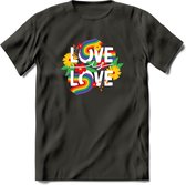 Love Is Love | Pride T-Shirt | Grappig LHBTIQ+ / LGBTQ / Gay / Homo / Lesbi Cadeau Shirt | Dames - Heren - Unisex | Tshirt Kleding Kado | - Donker Grijs - XXL