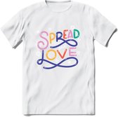 Spread Love | Pride T-Shirt | Grappig LHBTIQ+ / LGBTQ / Gay / Homo / Lesbi Cadeau Shirt | Dames - Heren - Unisex | Tshirt Kleding Kado | - Wit - XL