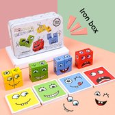 Speelgoed - Houten Puzzel - Blokken - Puzzel Kubus - Cartoon Kubus Bord Spel Houten puzzel Montessori