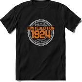 1924 Limited Edition Ring T-Shirt | Zilver - Goud | Grappig Verjaardag en Feest Cadeau Shirt | Dames - Heren - Unisex | Tshirt Kleding Kado | - Zwart - L