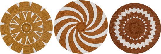 Muurdecoratie | katoen | bruin - geel | 41x2.5x (h)41 cm