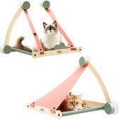 Nola & Coco® Kattenhangmat voor aan het Raam - Af te Wisselen in Twee Stijlen - Poezen - Hangmat Kat - Dieren - Kattenbed - Kattenmand - Slaapplek - Ligplaats - Roze