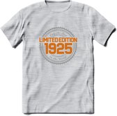 1925 Limited Edition Ring T-Shirt | Zilver - Goud | Grappig Verjaardag en Feest Cadeau Shirt | Dames - Heren - Unisex | Tshirt Kleding Kado | - Licht Grijs - Gemaleerd - 3XL