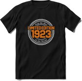 1923 Limited Edition Ring T-Shirt | Zilver - Goud | Grappig Verjaardag en Feest Cadeau Shirt | Dames - Heren - Unisex | Tshirt Kleding Kado | - Zwart - L