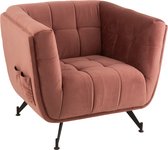 J-Line Lounge zetel 1-zit - textiel/hout/metaal - antiek roze