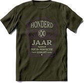 100 Jaar Legendarisch Gerijpt T-Shirt | Paars - Grijs | Grappig Verjaardag en Feest Cadeau Shirt | Dames - Heren - Unisex | Tshirt Kleding Kado | - Leger Groen - XL