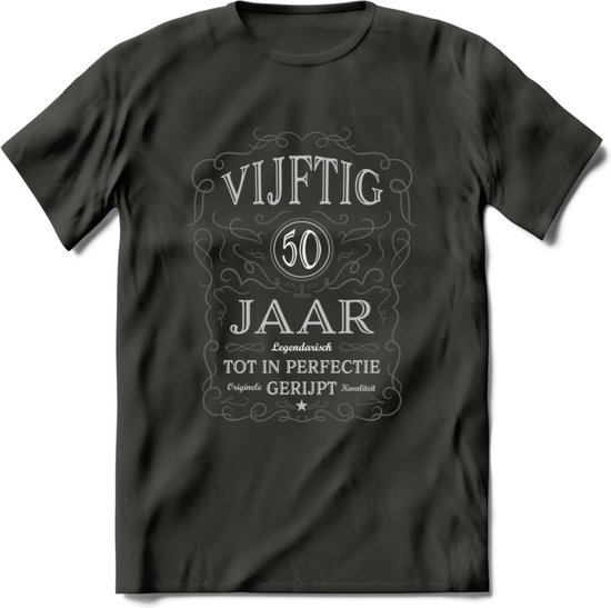 50 Jaar Legendarisch Gerijpt T-Shirt | Donkergrijs - Grijs | Grappig Verjaardag en Feest Cadeau Shirt | Dames - Heren - Unisex | Tshirt Kleding Kado | - Donker Grijs - 3XL