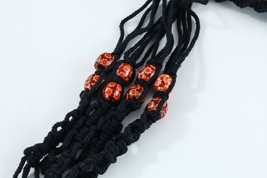 4 Stuks Zwarte Macrame Plantenhangers - Boho Handgeweven Katoen Hangpot voor Binnen/Buiten - Hangende Bloempot met Kralen - Macramé Touw/Koord Hangplant Houder - Bohemian Wandhanger Decoratie - Plant Hanger - Verticale Tuin Bloempothouder Planthanger
