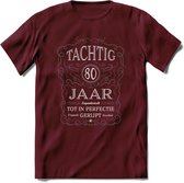 80 Jaar Legendarisch Gerijpt T-Shirt | Donkergrijs - Grijs | Grappig Verjaardag en Feest Cadeau Shirt | Dames - Heren - Unisex | Tshirt Kleding Kado | - Burgundy - XL