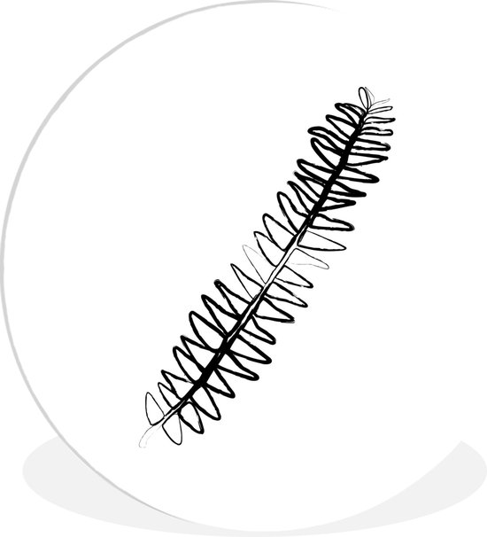plant nervuré illustration art Line sur un fond blanc cercle mur plaque en plastique ⌀ 30 cm - impression photo sur le cercle de mur / cercle vivant (décoration murale)