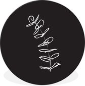 Illustration de dessin au trait botanique plant penchée sur fond noir Cercle mural aluminium ⌀ 30 cm - impression photo sur cercle mural / cercle vivant / cercle de jardin (décoration murale)