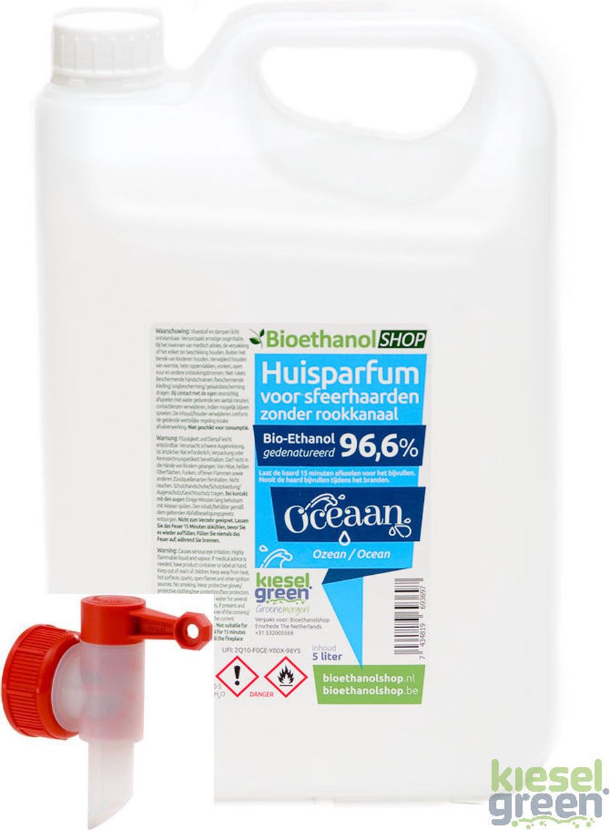 Premium - Bio-ethanol met Zeegeur- Bioethanol - 100% biobrandstof - 5 liter (incl. dopkraan)