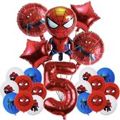 22 delig Spiderman Ballonpakket met cijfer 5
