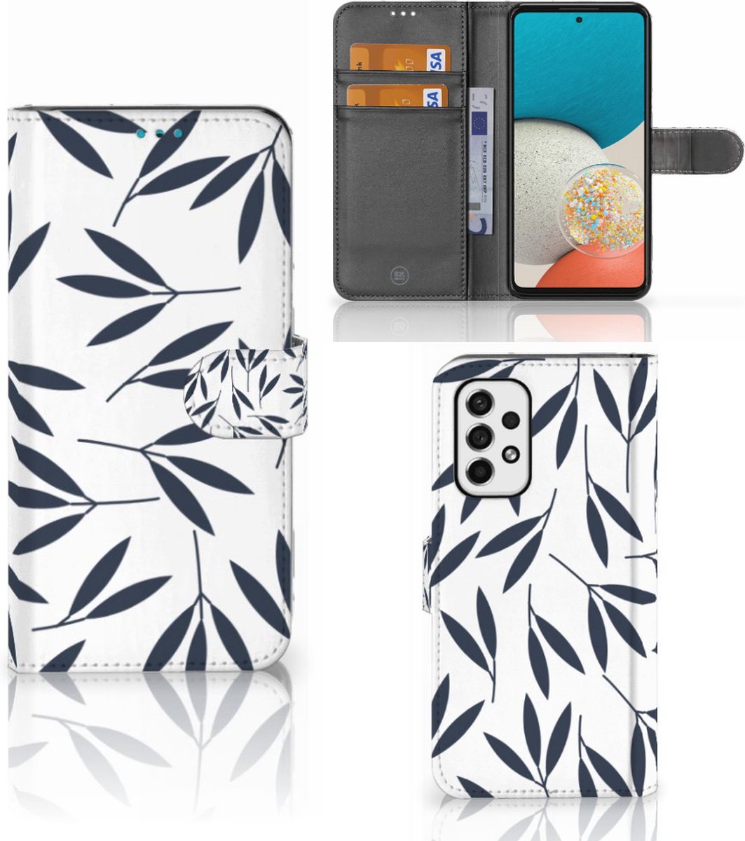 Samsung Galaxy A53 Hoesje Leaves Blue