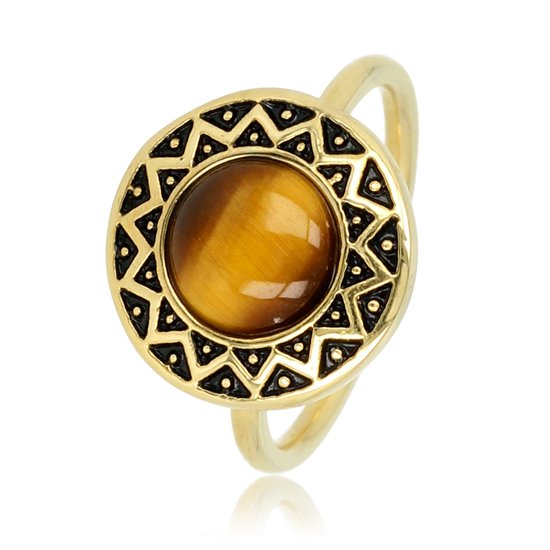 *My Bendel - Vintage ring met tijgeroog edelsteen - My Bendel - Vintage ring met echte tijgeroog edelsteen maakt deze ring uniek - De geel/bruinachtige steen is een lust voor het oog - Met luxe cadeauverpakking