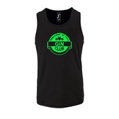Zwarte Tanktop sportshirt met "Member of the Gin club" Print Neon Groen Size S