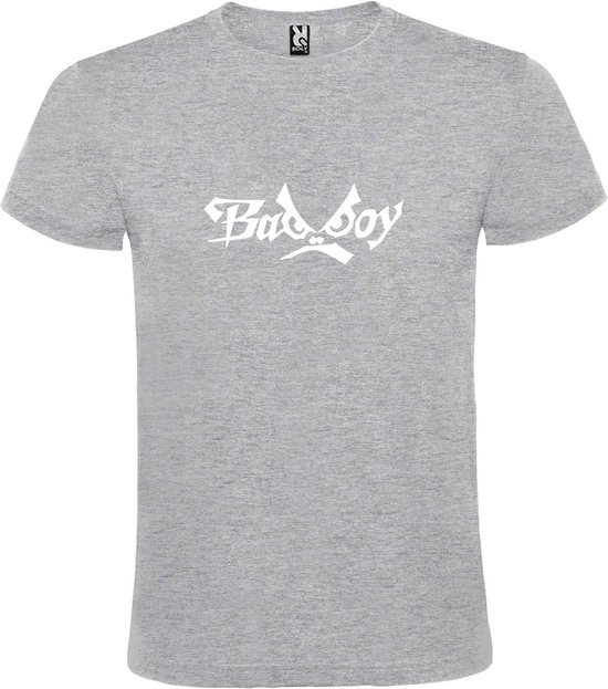Grijs  T shirt met  "Bad Boys" print Wit size XL