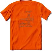 F-18 Vliegtuig T-Shirt | Unisex leger Kleding | Dames - Heren Straaljager shirt | Army F16 | Grappig bouwpakket Cadeau | - Oranje - L