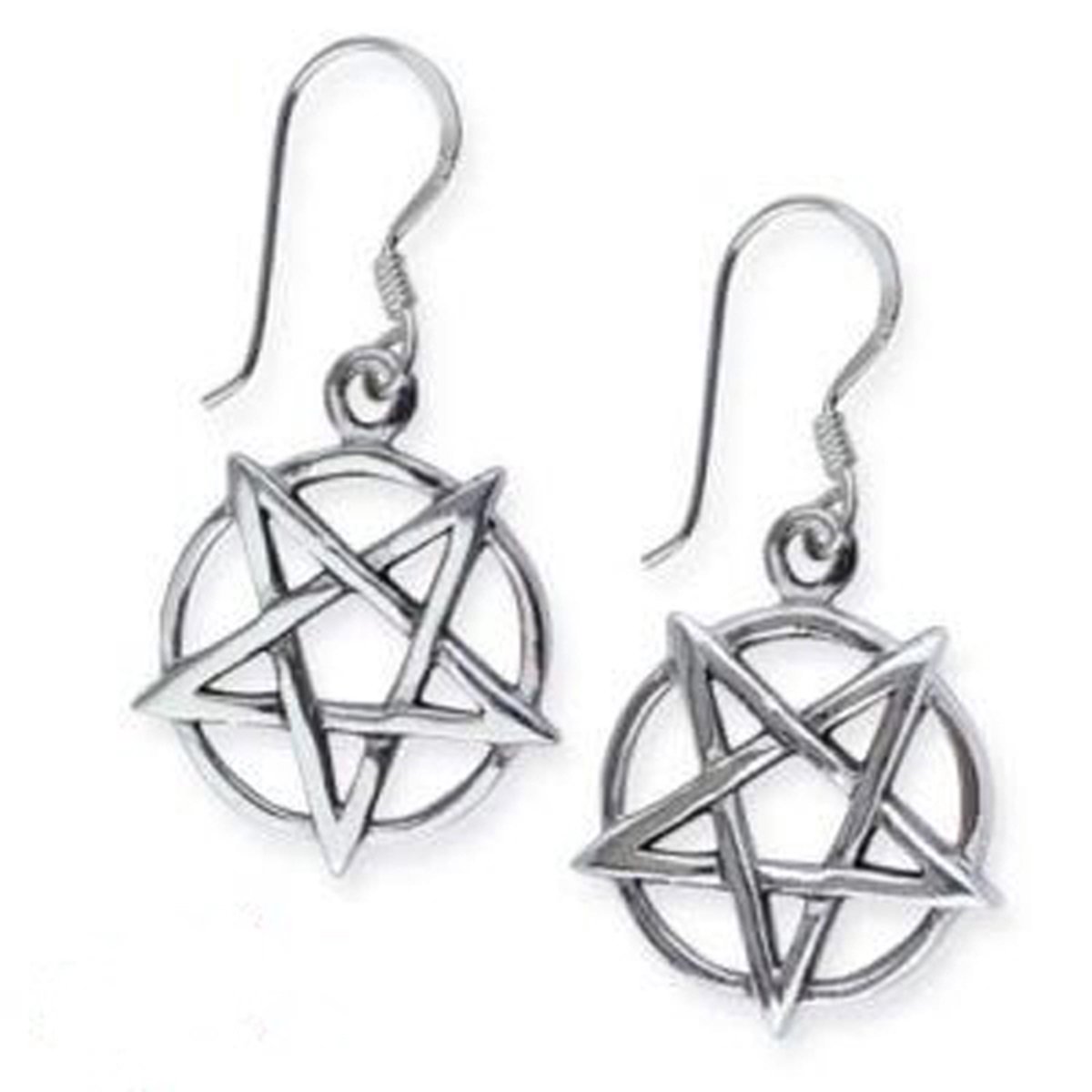 Zilveren oorbellen pentagram (O514)