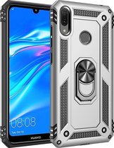 Huawei Y6 (2019) Hoesje - Mobigear - Armor Ring Serie - Hard Kunststof Backcover - Zilver - Hoesje Geschikt Voor Huawei Y6 (2019)