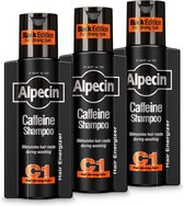 Alpecin Cafeïne Shampoo C1 Black met Nieuwe Geur 3x 250ml | Natuurlijke Haargroei Shampoo voor Mannen