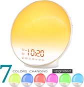 Ysaa - Wake-Up light - Wekkerradio - Kinderwekker – Nachtlampje Kinderen Digitale Wekker - Zonsondergang simulatie – Google Home – Natuurgeluiden – Alarm - 7 Kleuren LED display -