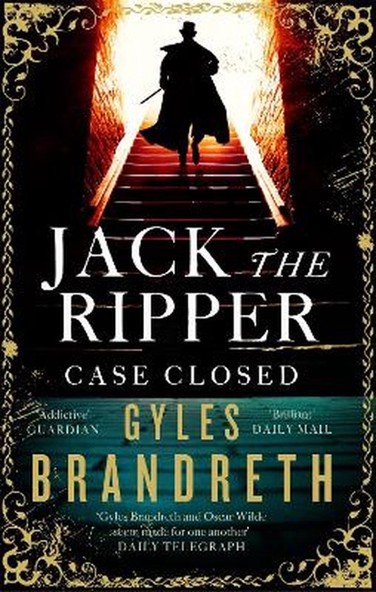 Boekcover met "JACK THE RIPPER CASE CLOSED" en een silhouet van een man op een trap.