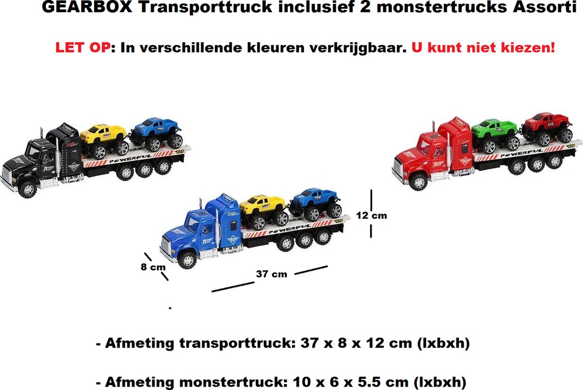 GEARBOX Transporttruck inclusief 2 monstertrucks
