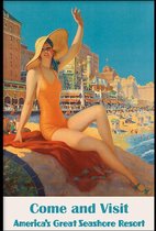 Walljar - America's Great Seashore Resort - Muurdecoratie - Poster met lijst