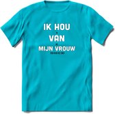 Ik hou van mijn vrouw Bier T-Shirt | Unisex Kleding | Dames - Heren Feest shirt | Drank | Grappig Verjaardag Cadeau tekst | - Blauw - M