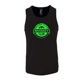 Zwarte Tanktop sportshirt met "Member of the Whiskey club" Print Neon Groen Size XXL