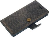 Made-NL Handgemaakte Samsung Galaxy A32 5G book case Antraciet reliëf Slangenprint robuuste hoesje