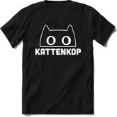 Kattenkop - Katten T-Shirt Kleding Cadeau | Dames - Heren - Unisex | Kat / Dieren shirt | Grappig Verjaardag kado | Tshirt Met Print | - Zwart - 3XL