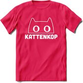 Kattenkop - Katten T-Shirt Kleding Cadeau | Dames - Heren - Unisex | Kat / Dieren shirt | Grappig Verjaardag kado | Tshirt Met Print | - Roze - L